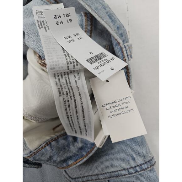 Hollister Baggy Jean Shorts Men's Size 34 Light Wash Stretch Cargo Pockets - Picture 7 of 10